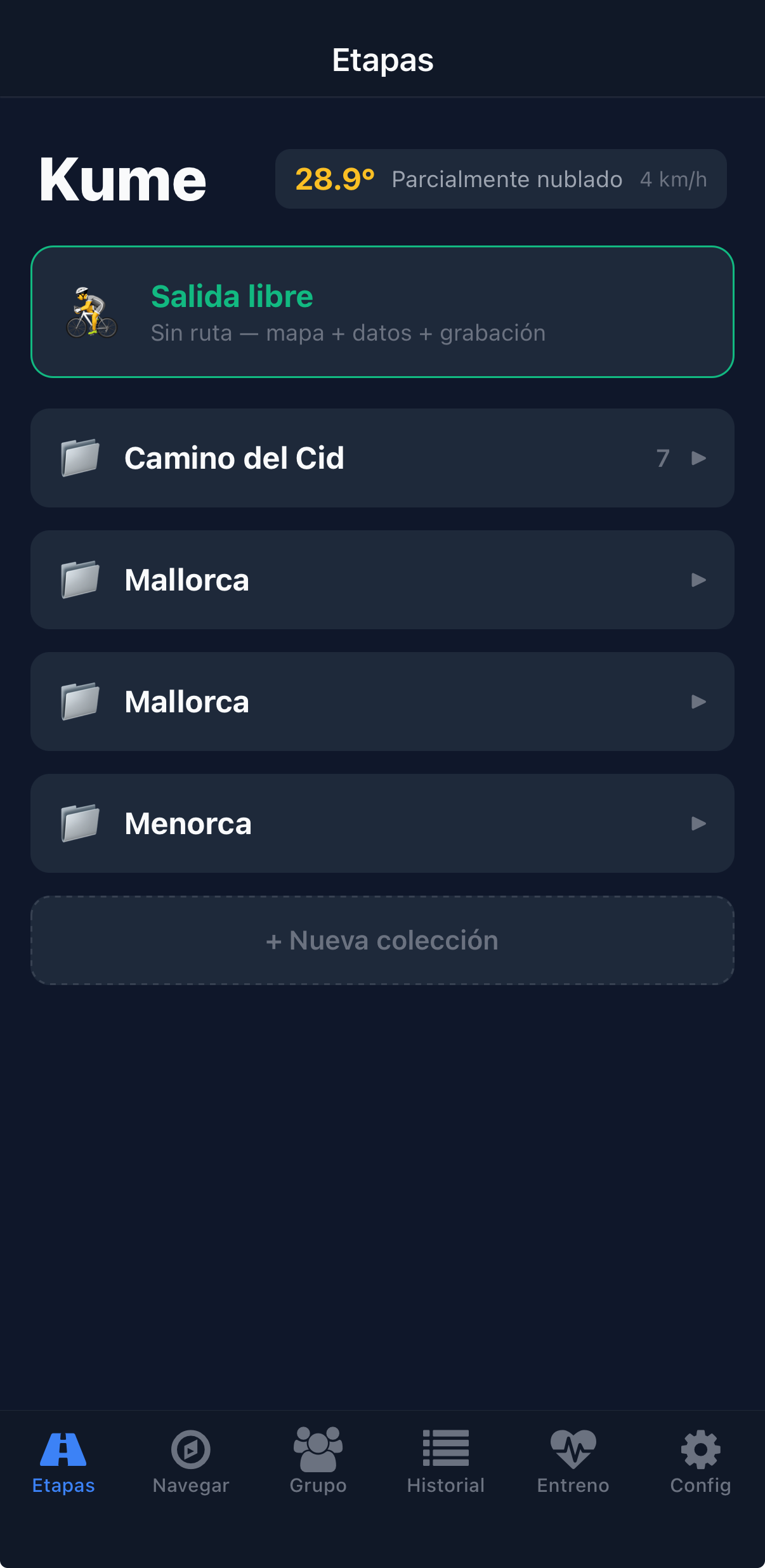 Colecciones de etapas en Kume