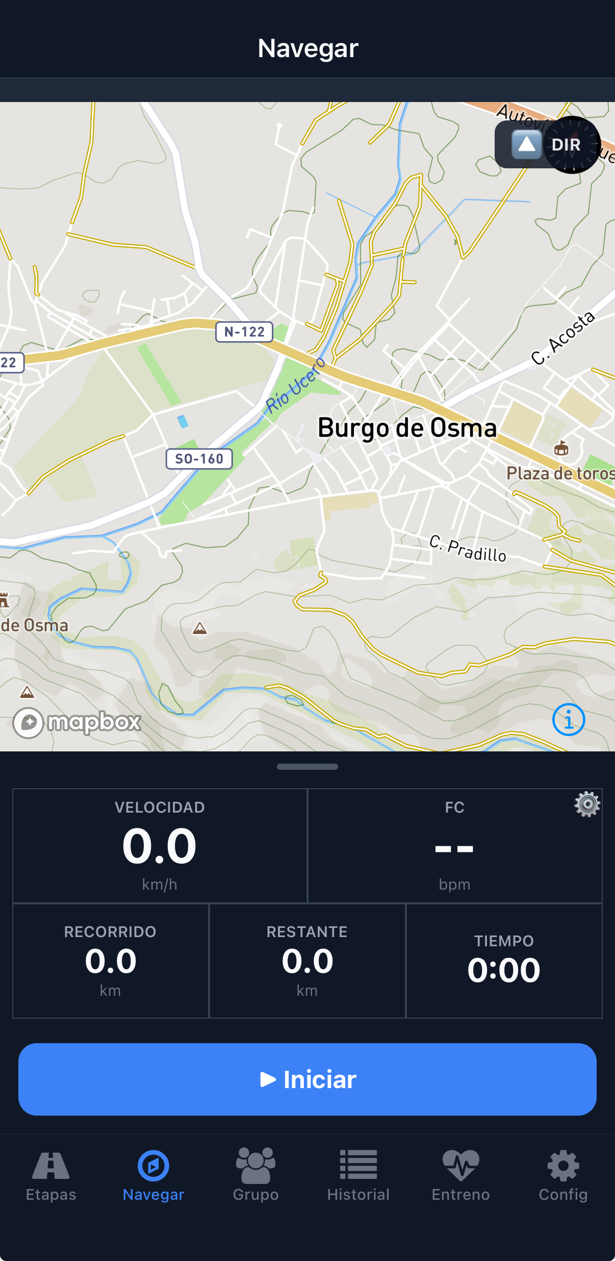 Navegación con mapa en El Burgo de Osma, en el Camino del Cid